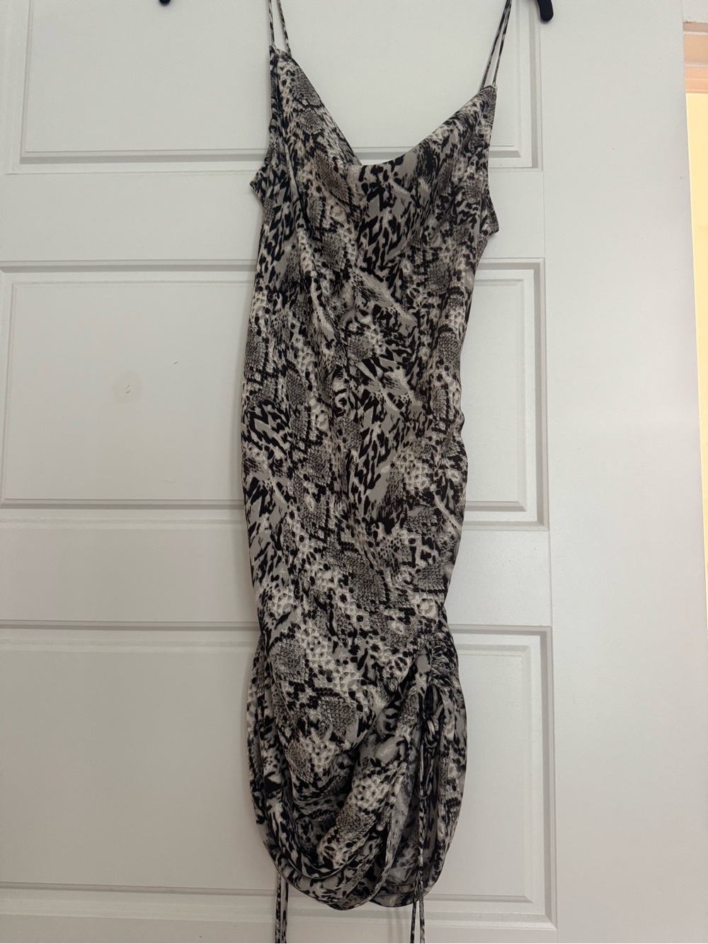 Free People Animal-Print Slip Dress with Cowl Detail